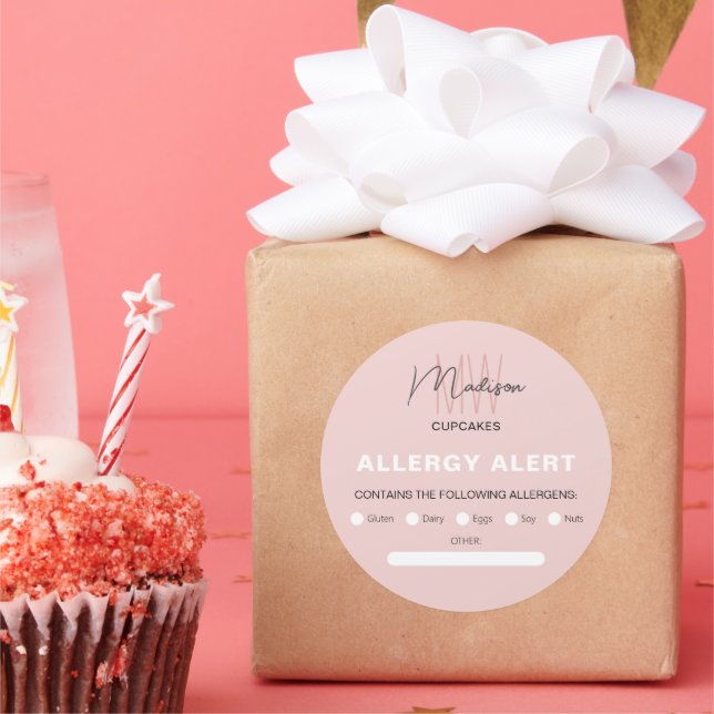 Pegatina Redonda Alerta alérgica para la seguridad alimentaria Pana (Fiesta)