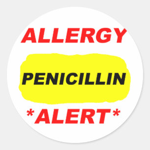 Pegatina Redonda Alerta alérgica Penicilina Alergia Diseño Alérgico