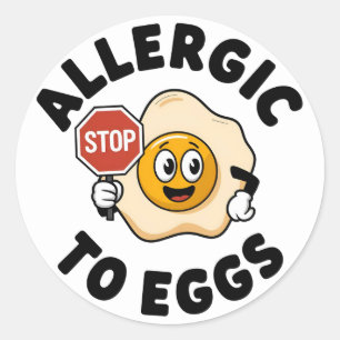 Pegatina Redonda Alerta de alergia a los huevos