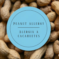 Alerta de alergia al cacahuete azul bilingüe españ