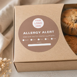 Pegatina Redonda Alerta de Alergia Panadería Logo Personalizado