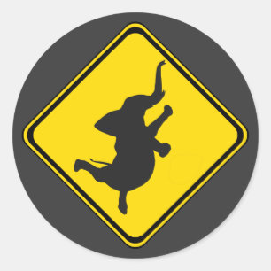 Pegatina Redonda Alerta: Elefante Bailarín Xing!