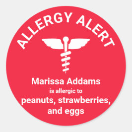 Pegatina Redonda Alerta médica alérgica