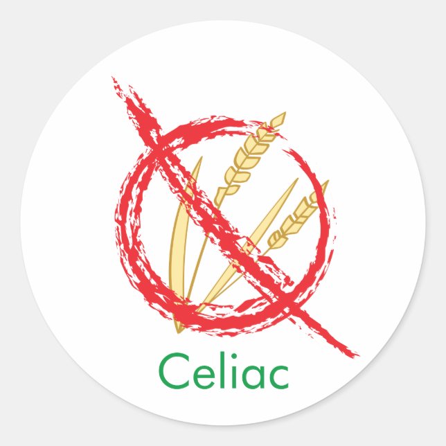 Pegatina Redonda Alerta Médica Libre de Gluten o Celil (Anverso)