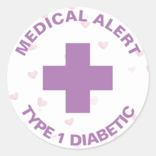 Pegatina Redonda Alerta médica personalizada Insulina Diabética Cut