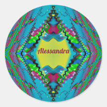 ALESSANDRA~ Fractal azul rosado negro y amarillo ~