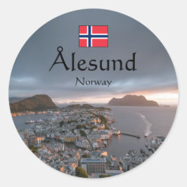 Pegatina Redonda Alesund Norway Souvenir