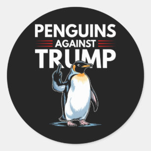 Pegatina Redonda Aletas de pingüino resisten divertidos pingüinos c