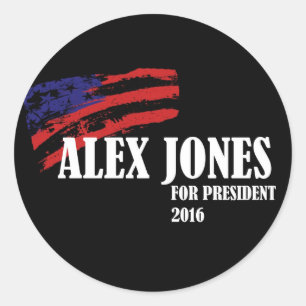 Pegatina Redonda Alex Jones para presidente 2016