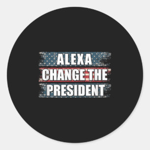 Pegatina Redonda Alexa cambia el presidente Funny Trump