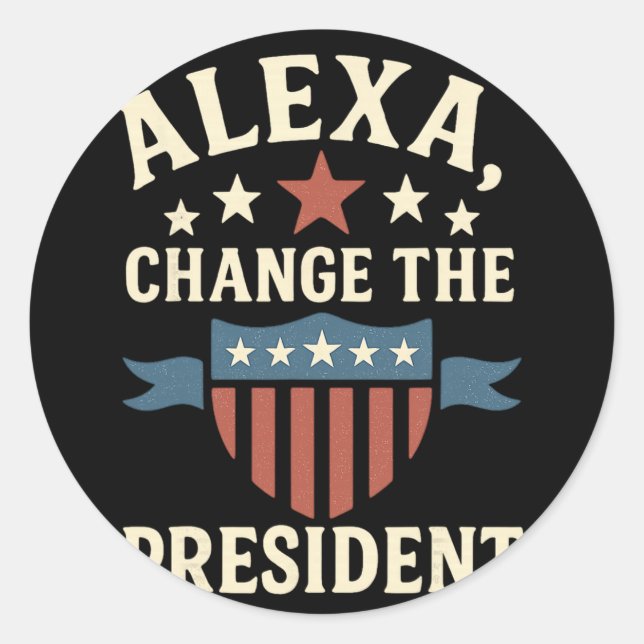Pegatina Redonda Alexa trump presidente (Anverso)