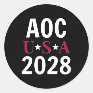 Pegatina Redonda Alexandria Ocasio Cortez Hoodie Aoc 2028 Hooded Sw