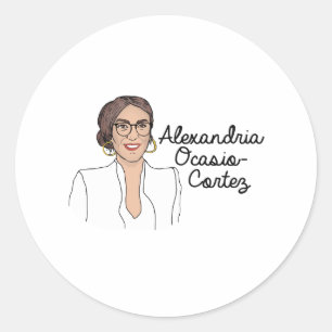 Pegatina Redonda Alexandria Ocasio-Cortez para Presidente