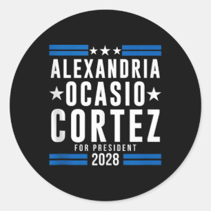 Pegatina Redonda Alexandria Ocasio Cortez Para Presidente 2028, Aoc