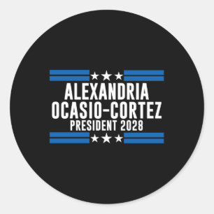 Pegatina Redonda Alexandria Ocasio Cortez Para Presidente 2028, Aoc