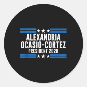 Pegatina Redonda Alexandria Ocasio Cortez Para Presidente 2028, Aoc