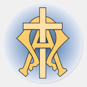 Pegatina Redonda Alfa y Omega