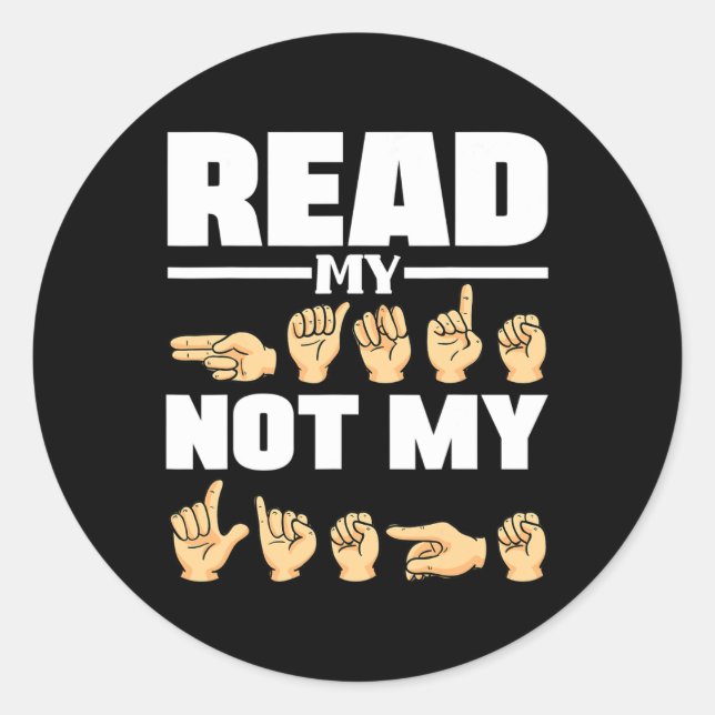 Pegatina Redonda Alfabetización de la Caza en Lenguaje Americano de (Anverso)