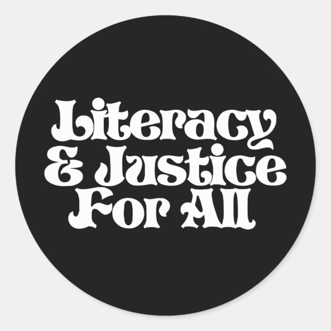 Pegatina Redonda Alfabetización y justicia para todos (Anverso)