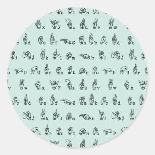 Pegatina Redonda Alfabeto americano del lenguaje de signos de //del