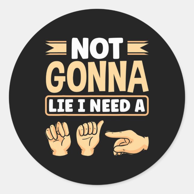 Pegatina Redonda Alfabeto Americano Lenguaje De Canto Asl Profesor  (Anverso)