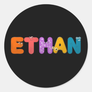 Pegatina Redonda alfabeto animal Ethan