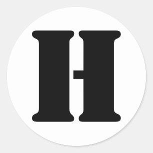 Pegatina Redonda Alfabeto de esténcil por letra Janz H blanco