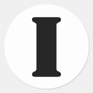 Pegatina Redonda Alfabeto de esténcil por letra Janz I blanco