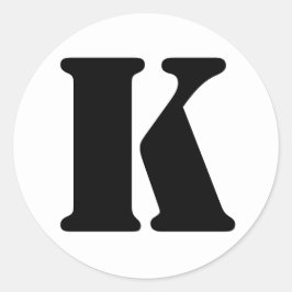 Pegatina Redonda Alfabeto de esténcil por letra Janz K blanco