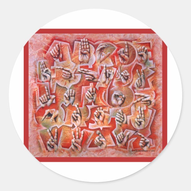 Pegatina Redonda Alfabeto de idioma Rótulo2 (Anverso)