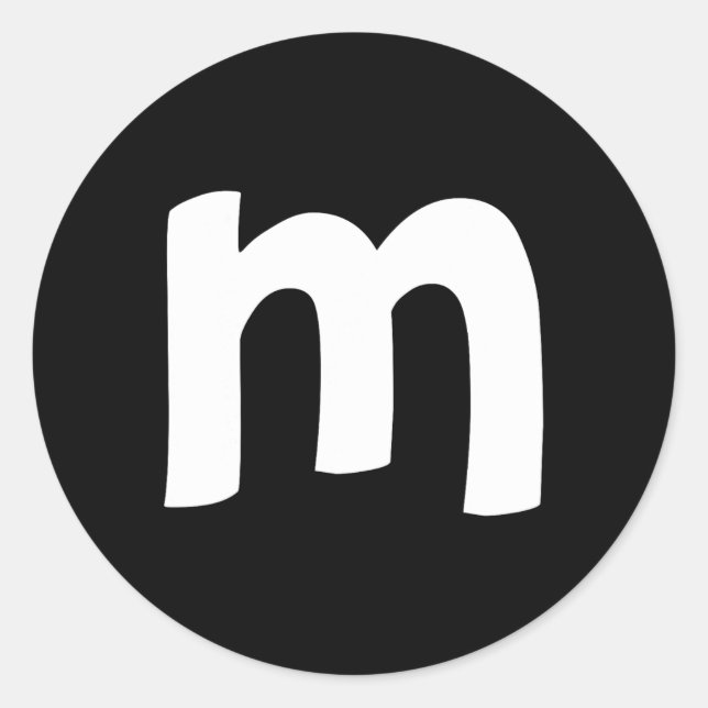 Pegatina Redonda Alfabeto en minúscula m (Anverso)