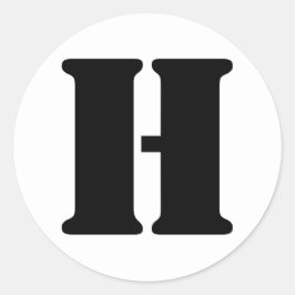 Pegatina Redonda Alfabeto esténcil por letra janz H blanco