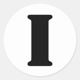 Pegatina Redonda Alfabeto esténcil por letra janz I blanco