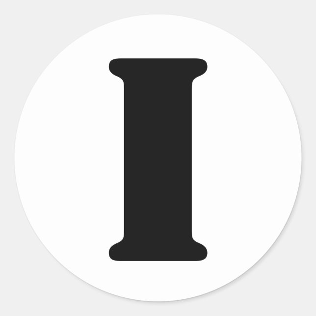 Pegatina Redonda Alfabeto esténcil por letra janz I blanco (Anverso)