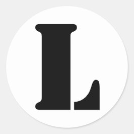 Pegatina Redonda Alfabeto esténcil por letra Janz L blanco