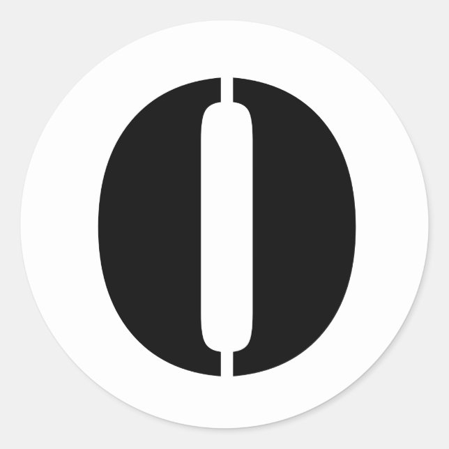 Pegatina Redonda Alfabeto esténcil por letra janz o blanco (Anverso)