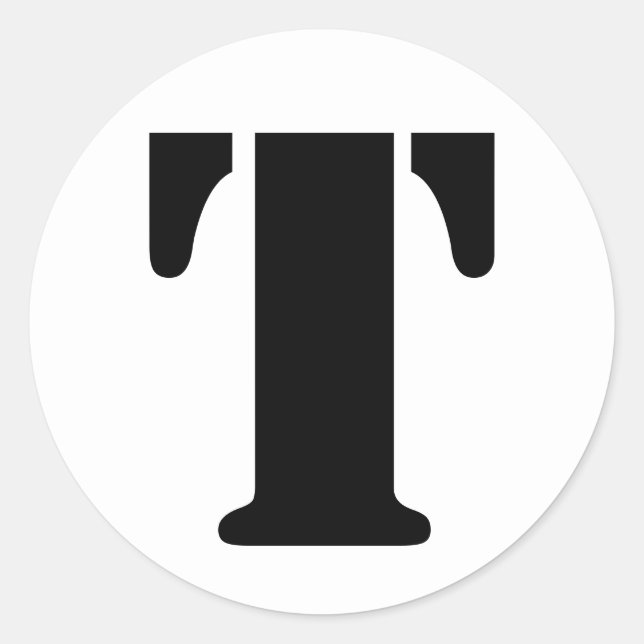 Pegatina Redonda Alfabeto esténcil por letra Janz T blanco (Anverso)