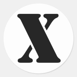 Pegatina Redonda Alfabeto esténcil por letra janz X blanco