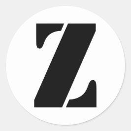Pegatina Redonda Alfabeto esténcil por letra janz Z blanco
