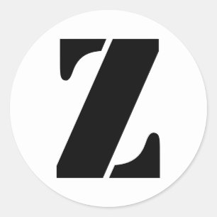 Pegatina Redonda Alfabeto esténcil por letra janz Z blanco