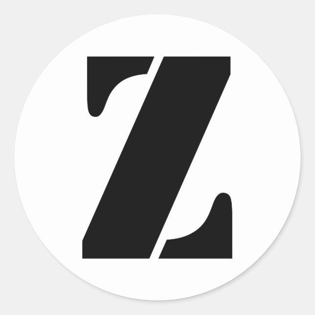 Pegatina Redonda Alfabeto esténcil por letra janz Z blanco (Anverso)