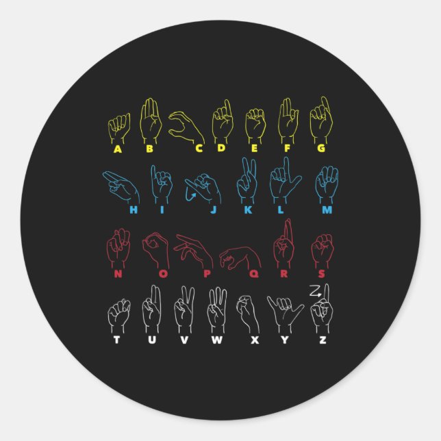 Pegatina Redonda Alfabeto Profesor de Canto Estadounidense Gráfico  (Anverso)