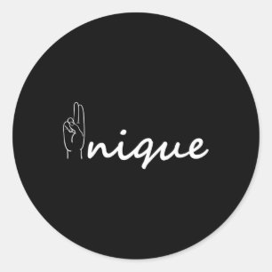 Pegatina Redonda Alfabeto único ASL American Sing Language ASL Tea