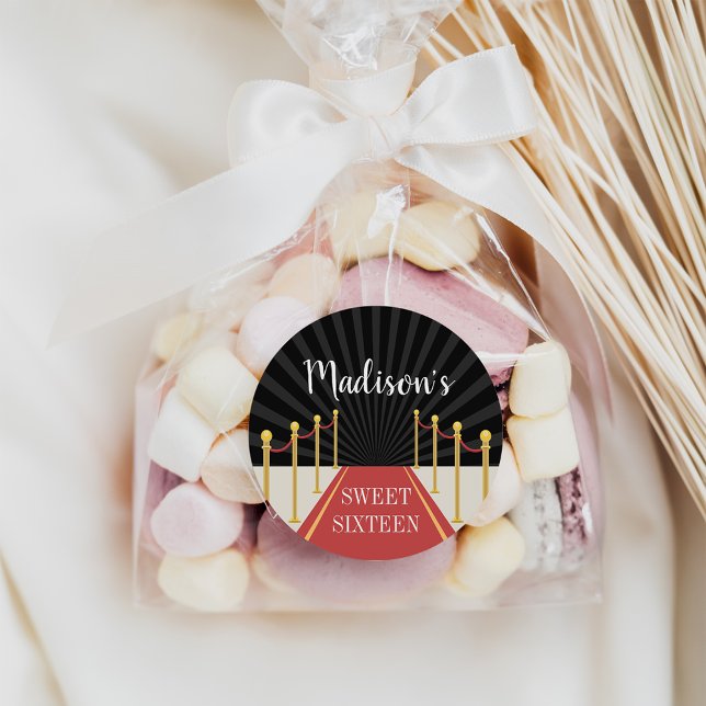 Pegatina Redonda Alfombra roja de Hollywood personalizada (Subido por el creador)