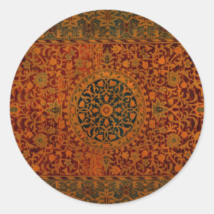 Pegatina Redonda Alfombra tapiz de William Morris