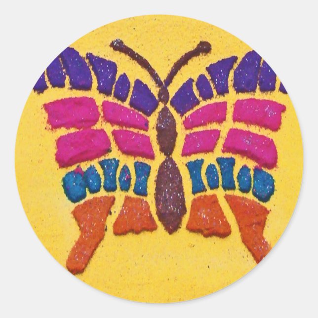 Pegatina Redonda Alfombras de La Antigua 10 (Anverso)