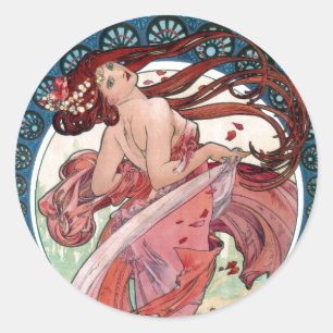 Pegatina Redonda Alfons Mucha 1898 Danza