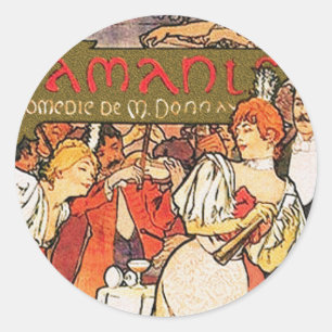 Pegatina Redonda Alfonso (Alfonso) Mucha:   Amants