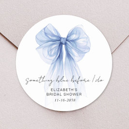 Pegatina Redonda Algo Azul antes de doblar la ducha de novia