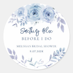 Pegatina Redonda Algo Azul Antes de Hacer Floral Bridal Shower